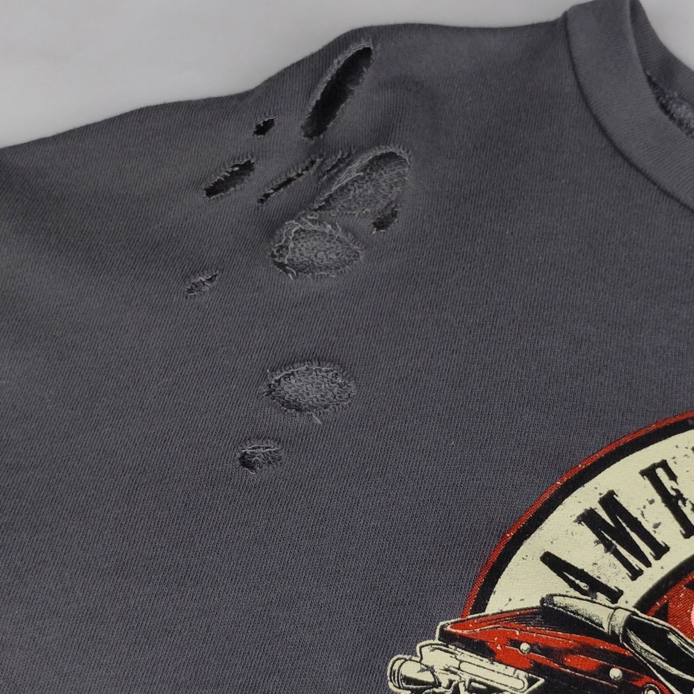 Windsor Distressed Grey Motorcycle Graphic Cropped Sweatshirt - Picture 11 of 14